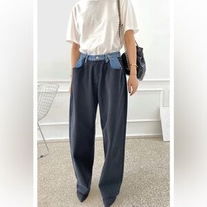 The Frankie Shop Hayla Contrast Denim Pants NWT